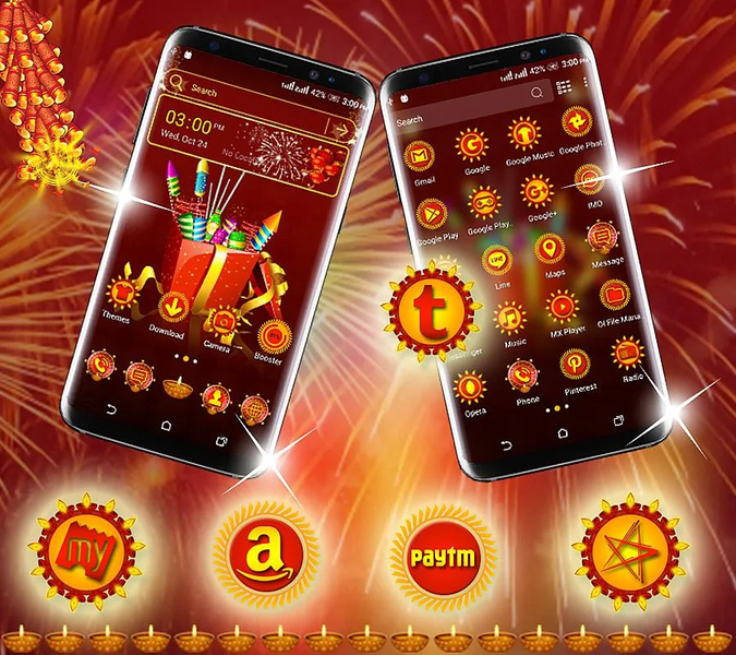 Diwali Crackers Launcher Theme - عکس برنامه موبایلی اندروید