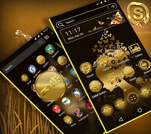 Gold Butterfly Girl Theme - Image screenshot of android app
