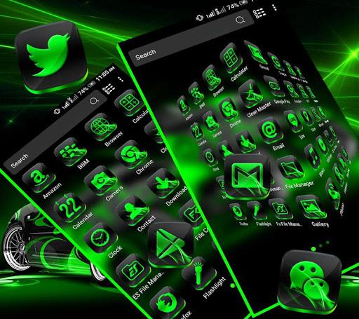 Neon Green Car Launcher Theme - Image screenshot of android app