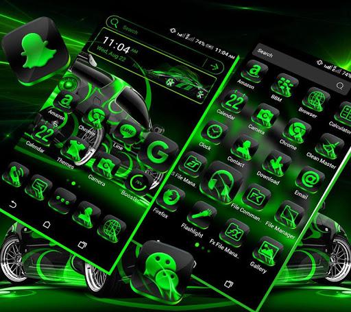 Neon Green Car Launcher Theme - عکس برنامه موبایلی اندروید