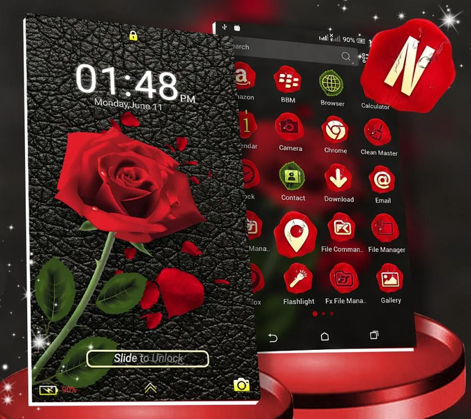 Rose in Black Launcher Theme - Image screenshot of android app