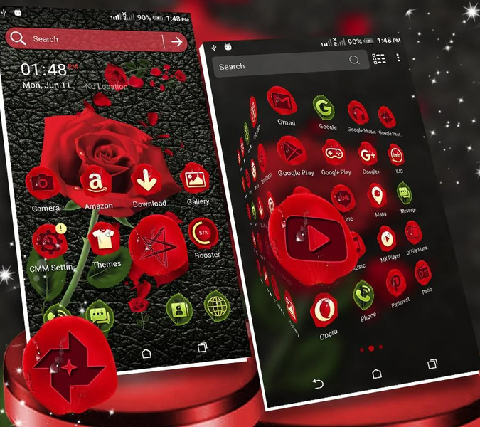 Rose in Black Launcher Theme - Image screenshot of android app