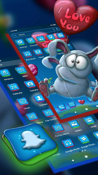 Cartoon Bunny Launcher Theme - Image screenshot of android app