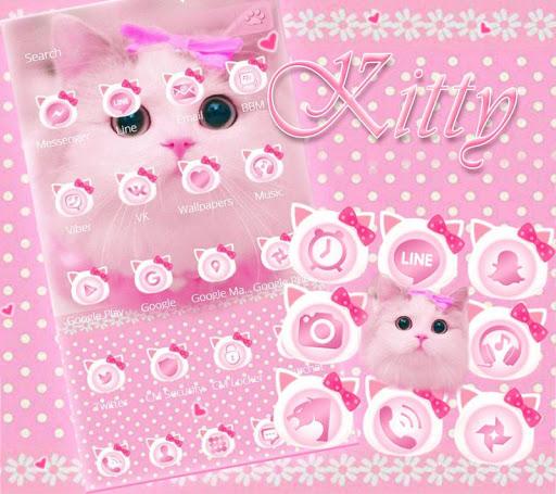 Cute Kitty theme Pink Bow Kitty - عکس برنامه موبایلی اندروید