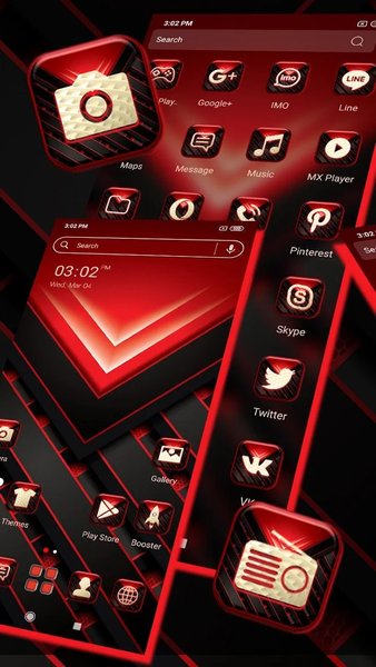 Red Black Tech Launcher Theme - عکس برنامه موبایلی اندروید