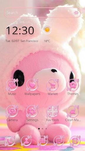 Cute Bear Theme Pink Bow Bear - Image screenshot of android app