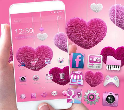 Pink Fluffy Love Heart Live Wallpaper 2020 - Image screenshot of android app