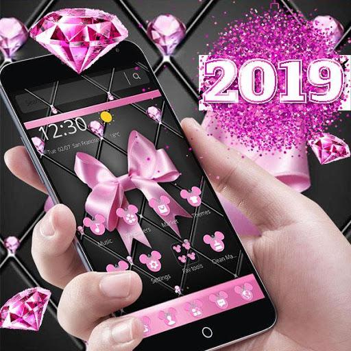 Pink Black Minny Bowknot Theme - عکس برنامه موبایلی اندروید