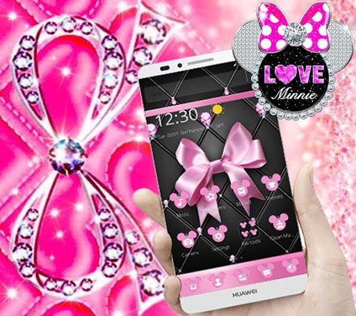 Pink Black Minny Bowknot Theme - عکس برنامه موبایلی اندروید