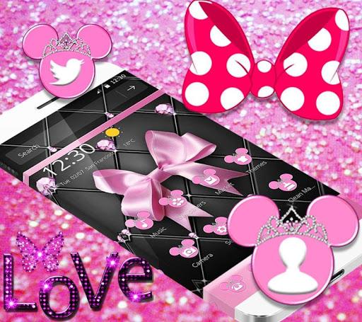Pink Black Minny Bowknot Theme - Image screenshot of android app