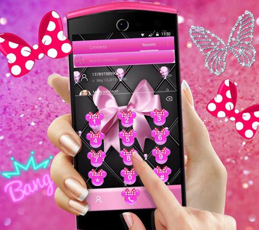 Pink Black Minny Bowknot Theme - Image screenshot of android app
