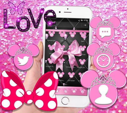 Pink Black Minny Bowknot Theme - Image screenshot of android app