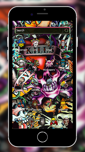 Rock Skull Graffiti Theme & Lock Screen & Call - Image screenshot of android app