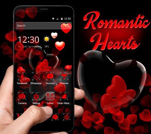 Romantic Red Love Heart Theme - Image screenshot of android app