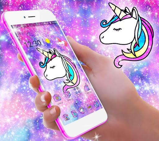 Galaxy Unicorn Shiny Glitter Theme - Image screenshot of android app