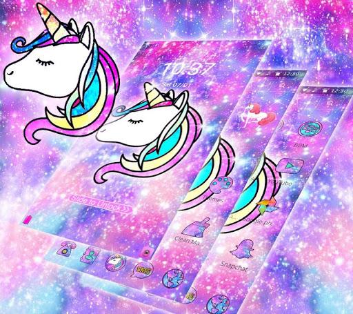Galaxy Unicorn Shiny Glitter Theme - عکس برنامه موبایلی اندروید