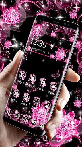 Pink Black Flowers Theme - عکس برنامه موبایلی اندروید