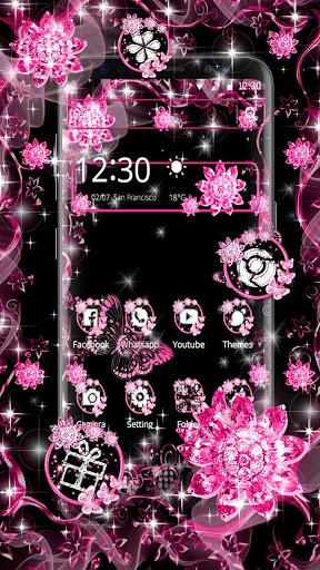 Pink Black Flowers Theme - عکس برنامه موبایلی اندروید