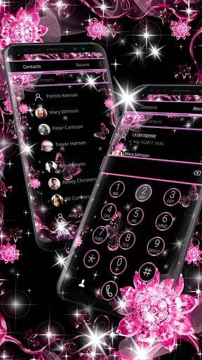 Pink Black Flowers Theme - Image screenshot of android app