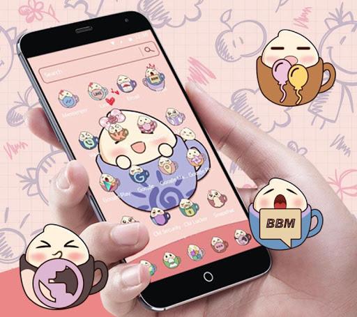 Pink tea cup cute steamed bun Desktop Theme - Image screenshot of android app