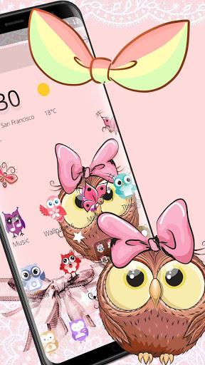 Cute Cartoon Owl Bowknot Theme - Image screenshot of android app