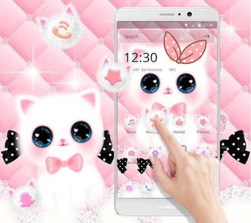 Cute Pink Water Eyes Kitty Theme - عکس برنامه موبایلی اندروید