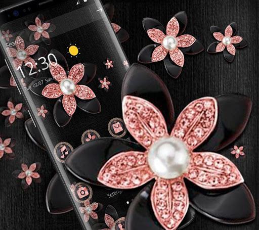 Pink Gold Flower Black Luxury Theme - عکس برنامه موبایلی اندروید