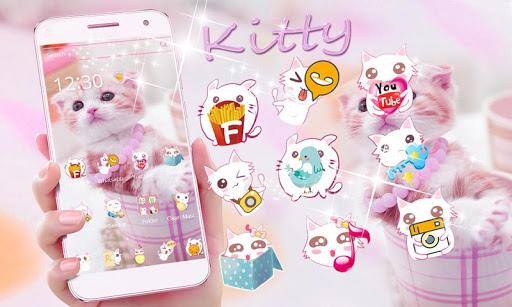 Cute Pink Kitty Theme - عکس برنامه موبایلی اندروید