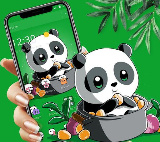 Cute Anime Green Panda Theme - عکس برنامه موبایلی اندروید