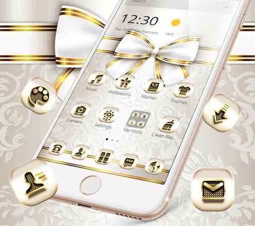 Extravagant Platinum Gold Bowknot Theme - عکس برنامه موبایلی اندروید