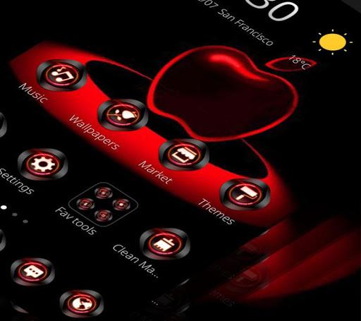 Red Neon Apple Dark Theme - Image screenshot of android app