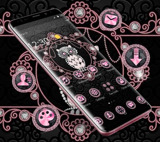 Pink Black Glitter Owl Theme - عکس برنامه موبایلی اندروید