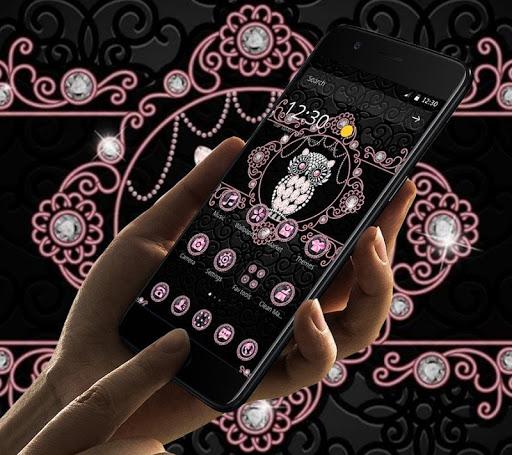 Pink Black Glitter Owl Theme - Image screenshot of android app