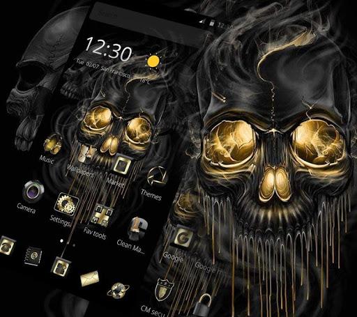 Gold Black Horrific Skull Theme - Image screenshot of android app