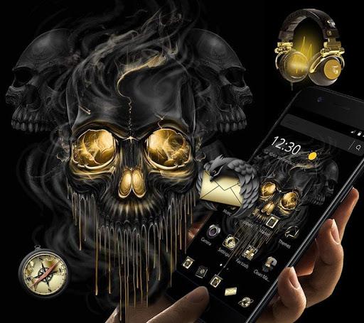Gold Black Horrific Skull Theme - Image screenshot of android app