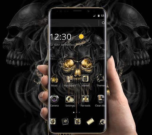 Gold Black Horrific Skull Theme - عکس برنامه موبایلی اندروید
