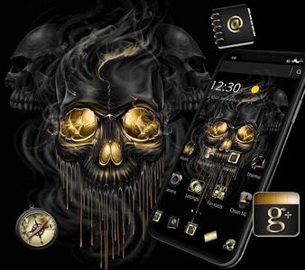 Gold Black Horrific Skull Theme - Image screenshot of android app