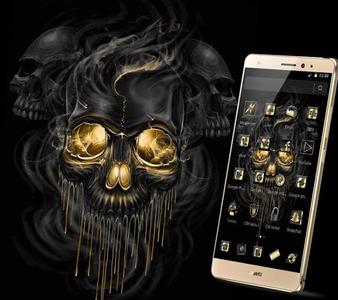 Gold Black Horrific Skull Theme - Image screenshot of android app