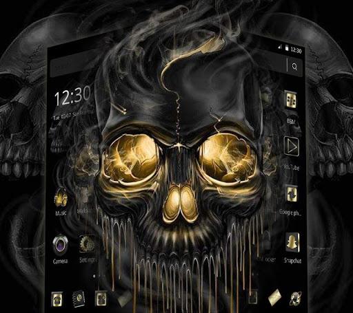 Gold Black Horrific Skull Theme - عکس برنامه موبایلی اندروید