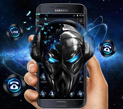 Blue Tech Metallic Skull Theme - Image screenshot of android app