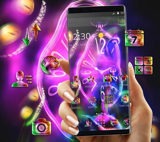 Neon Purple Clock Monster Theme - Image screenshot of android app