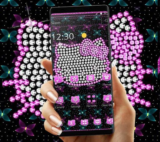 Pink Glitter Kitty Bowknot Theme - Image screenshot of android app