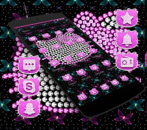 Pink Glitter Kitty Bowknot Theme - Image screenshot of android app