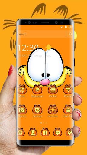 Orange Cartoon Cute Lazy Cat Theme - Image screenshot of android app
