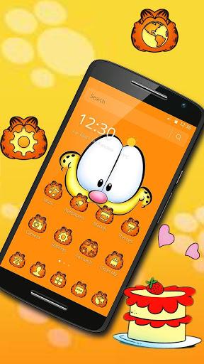 Orange Cartoon Cute Lazy Cat Theme - Image screenshot of android app