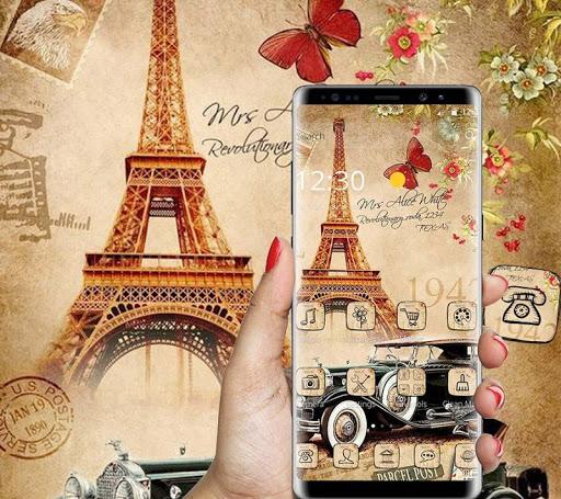 Nostalgic Eiffel Car Butterfly Theme - Image screenshot of android app