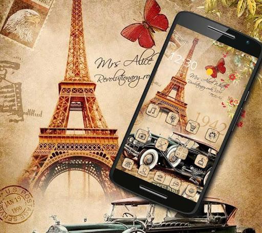 Nostalgic Eiffel Car Butterfly Theme - Image screenshot of android app