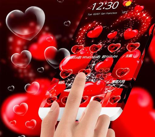Red Heart Love Sparkling Theme - Image screenshot of android app