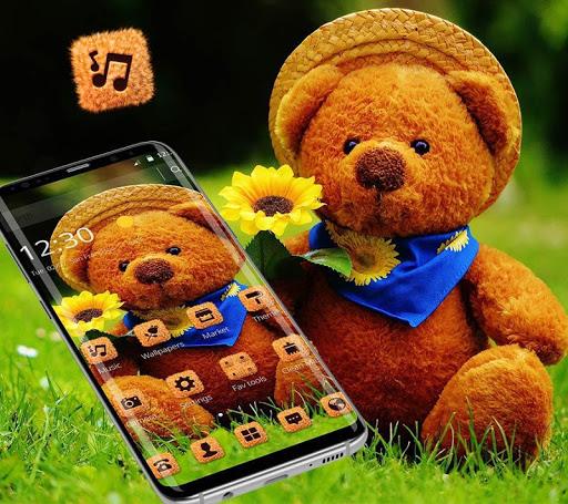 Cute Brown Stuffed Teddy Bear Theme - Image screenshot of android app