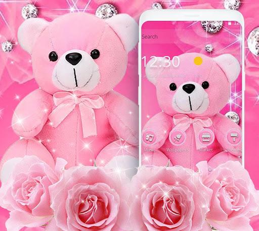 Pink Diamond Teddy Bear Theme - Image screenshot of android app